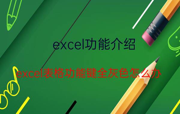 excel功能介绍 excel表格功能键全灰色怎么办？